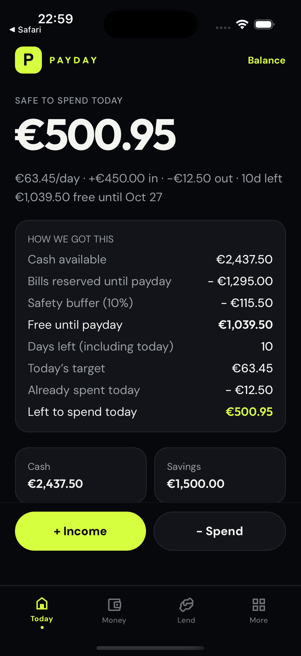 Payday screen 1